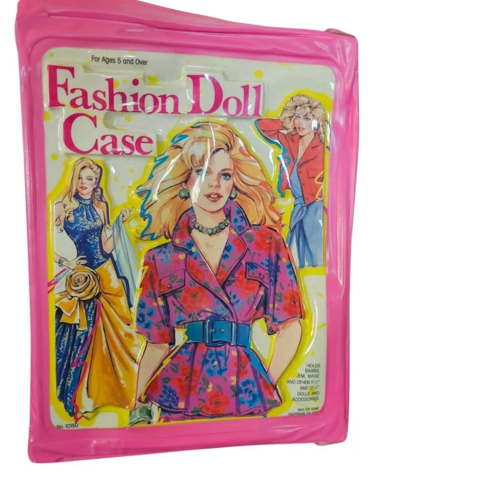 VTG 80s 2 Fashion Doll Carrying Cases Pink Tara Toy Barbie Clone Jem Maxie 4 12
